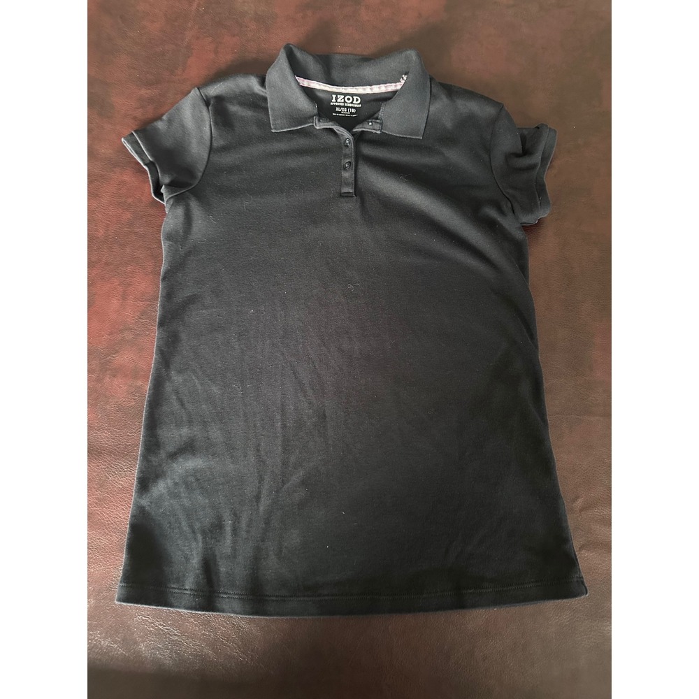 IZOD Girls Approved Schoolwear Polo Shirt Navy Short Sleeve Size XL 16 Regular